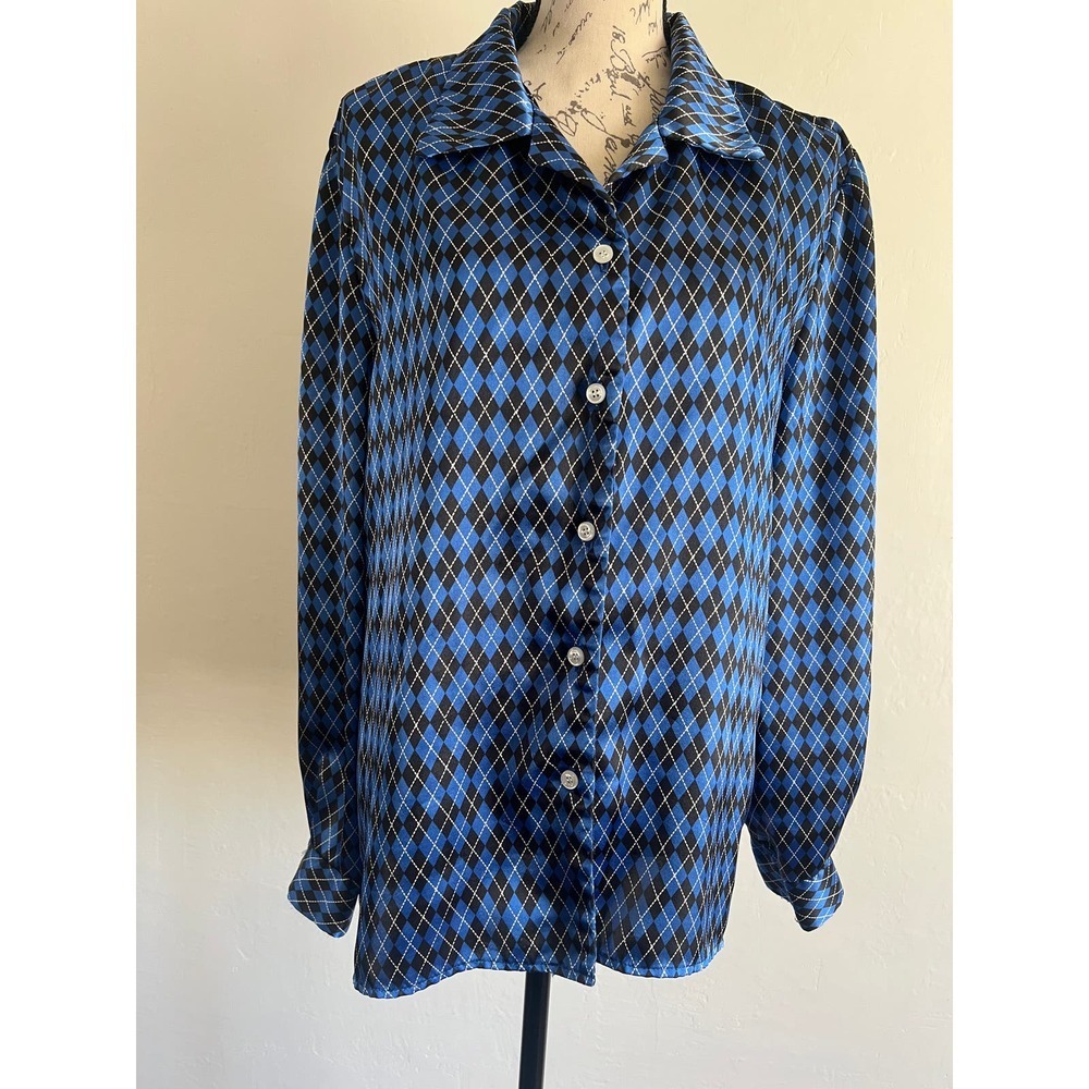 Norton McNaughton‎ Blue and black silky argyle dress shirt